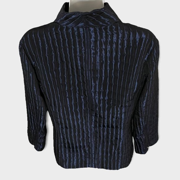 YANSI FUGEL Iridescent Blue Quilted Funnel Neck Puffer Jacket - Picture 10 of 15